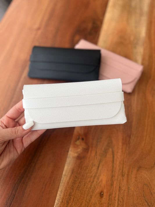 Pen Pouch • Vegan Leather • Off White, Black and Mauve