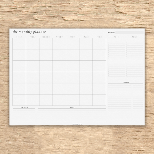 "the monthly plan" Undated Notepad • A4 size • 50 sheets