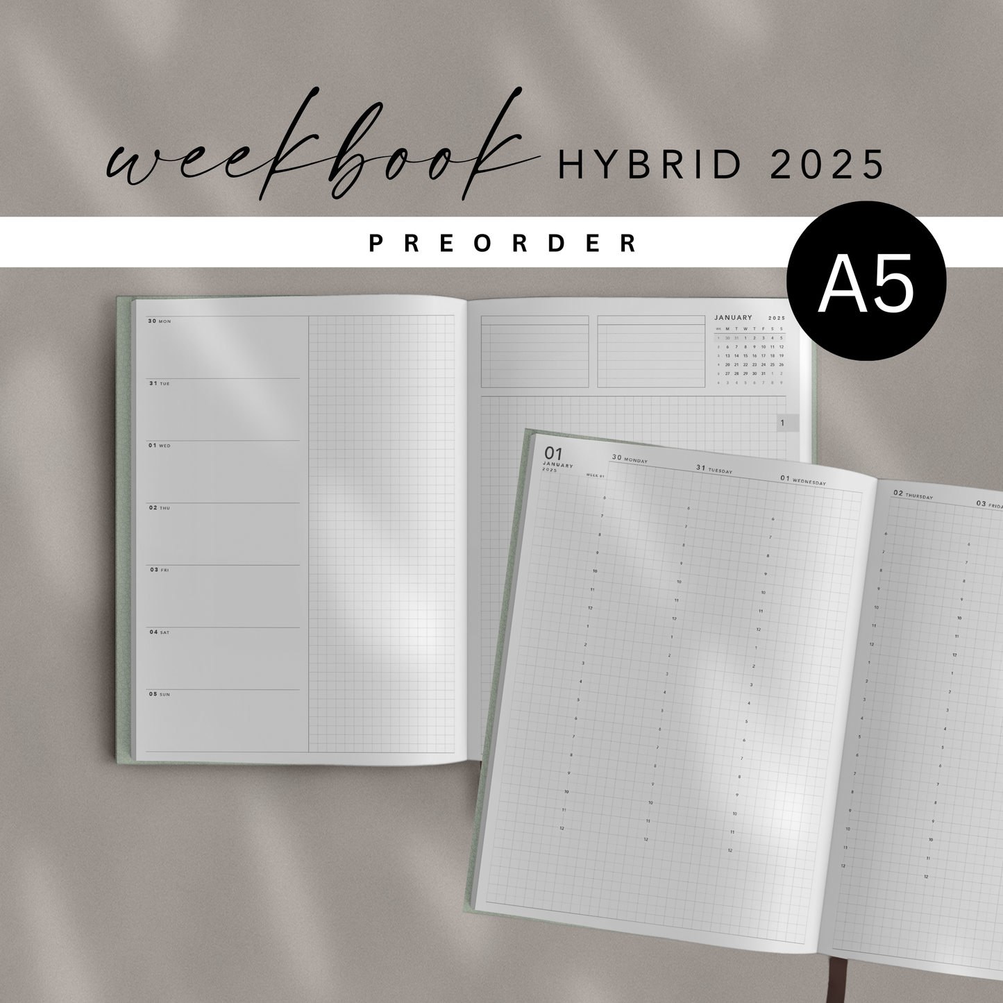 PREORDER • Weekbook Hybrid 2026 • A5 Size • Softcover Book Bound • Tomoe River Paper