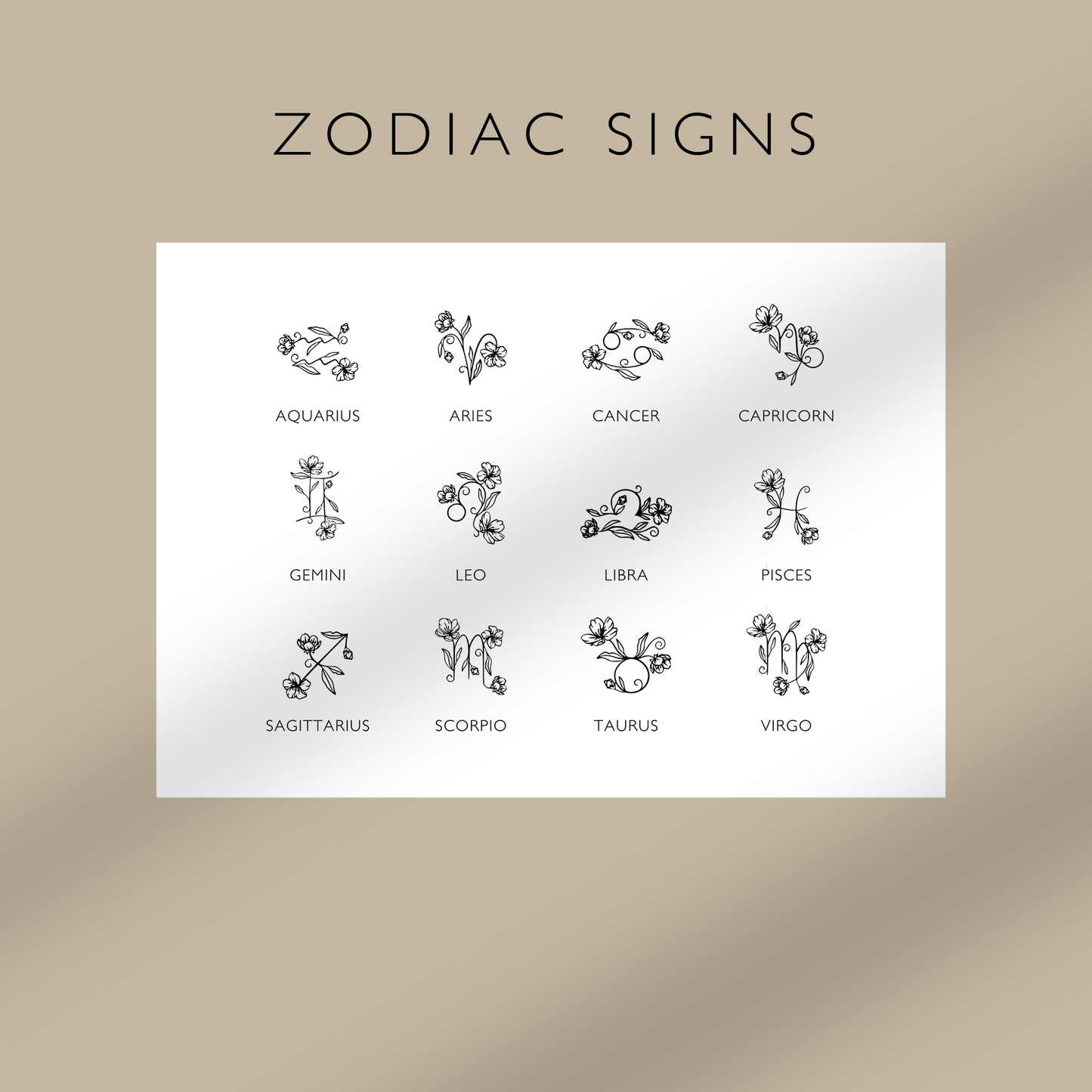 "Floral Zodiac Sign" Custom Printable Dashboards