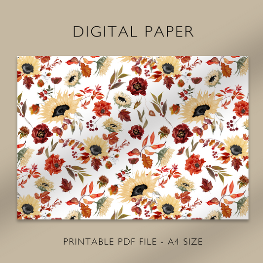 "Golden Autumn" Digital Paper, Printable A4 Sheet