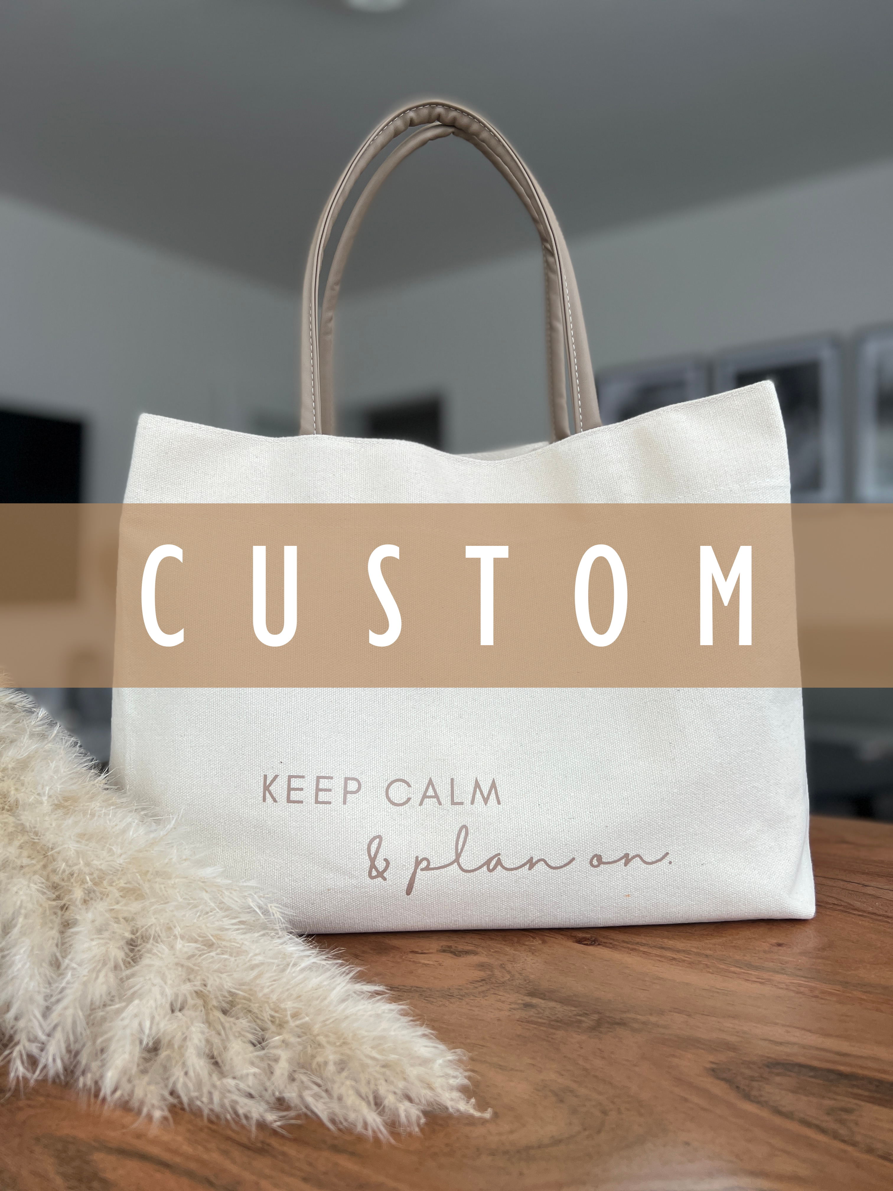 Custom Canvas Tote Bag • PU Leather Handles – Twines & Paper