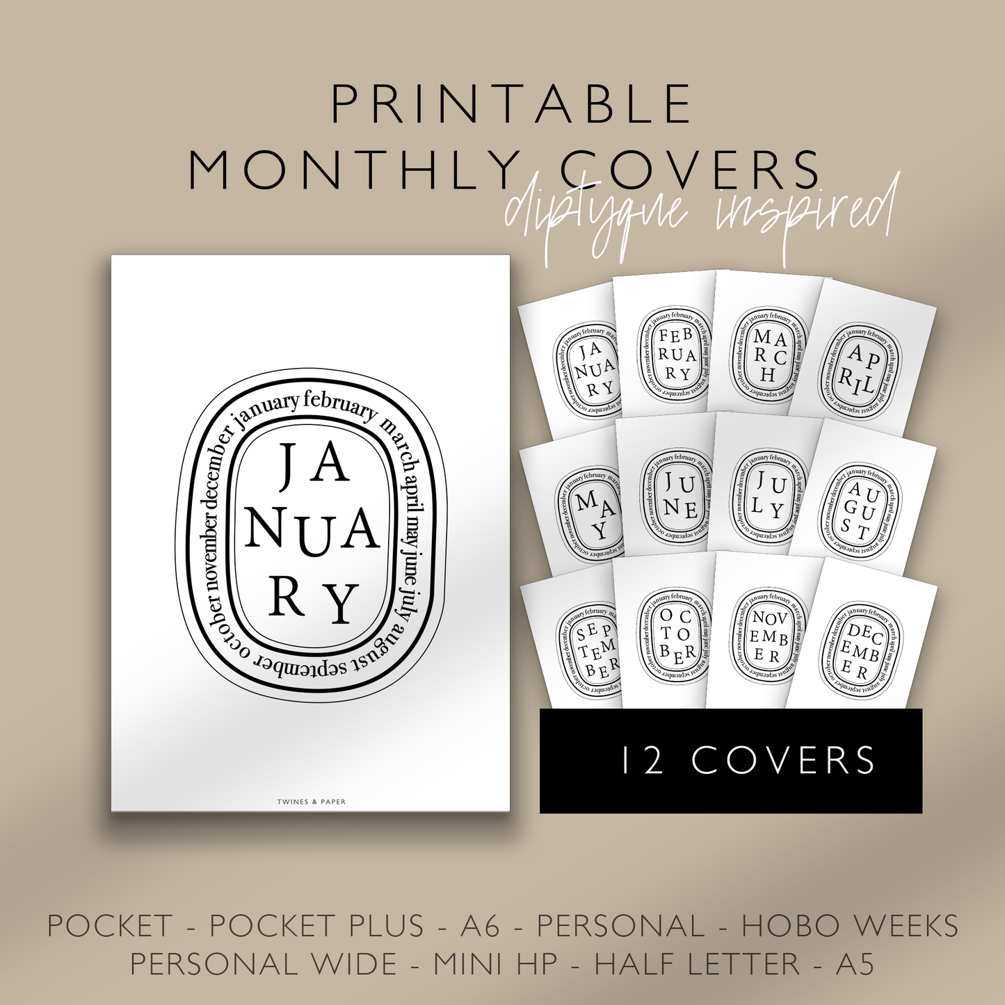 "Diptyque Inspired Monthly Covers" Printable Dashboards 12 Dashboards
