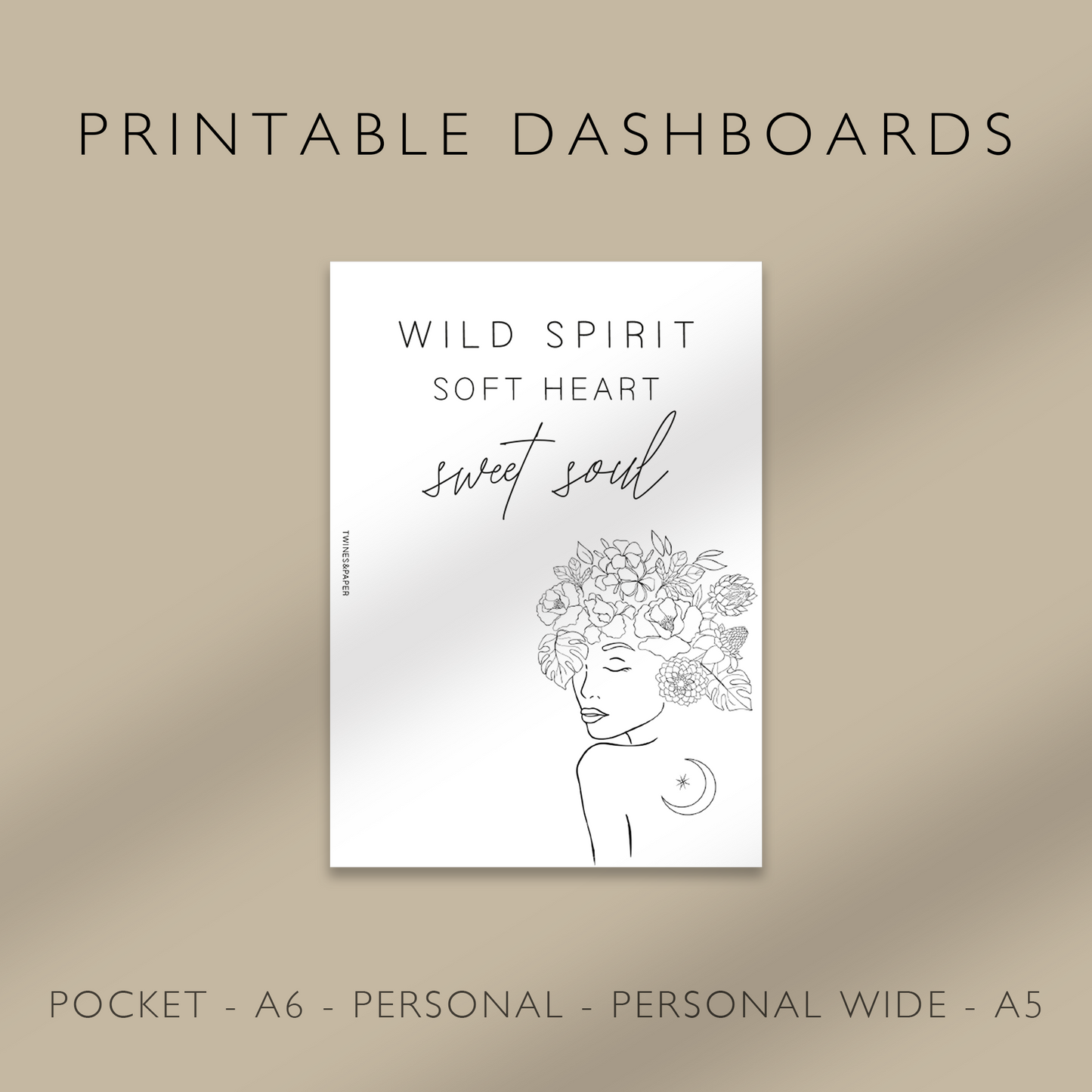 „Sweet Soul“ Druckbare Dashboard-Tasche, A6, Personal, Personal Wide, A5