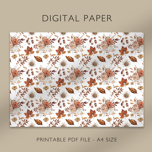 "Vintage Autumn No. 1" Digital Paper, Printable A4 Sheet