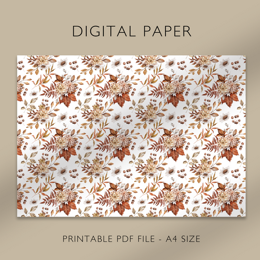 "Vintage Autumn No.2" Digital Paper, Printable A4 Sheet