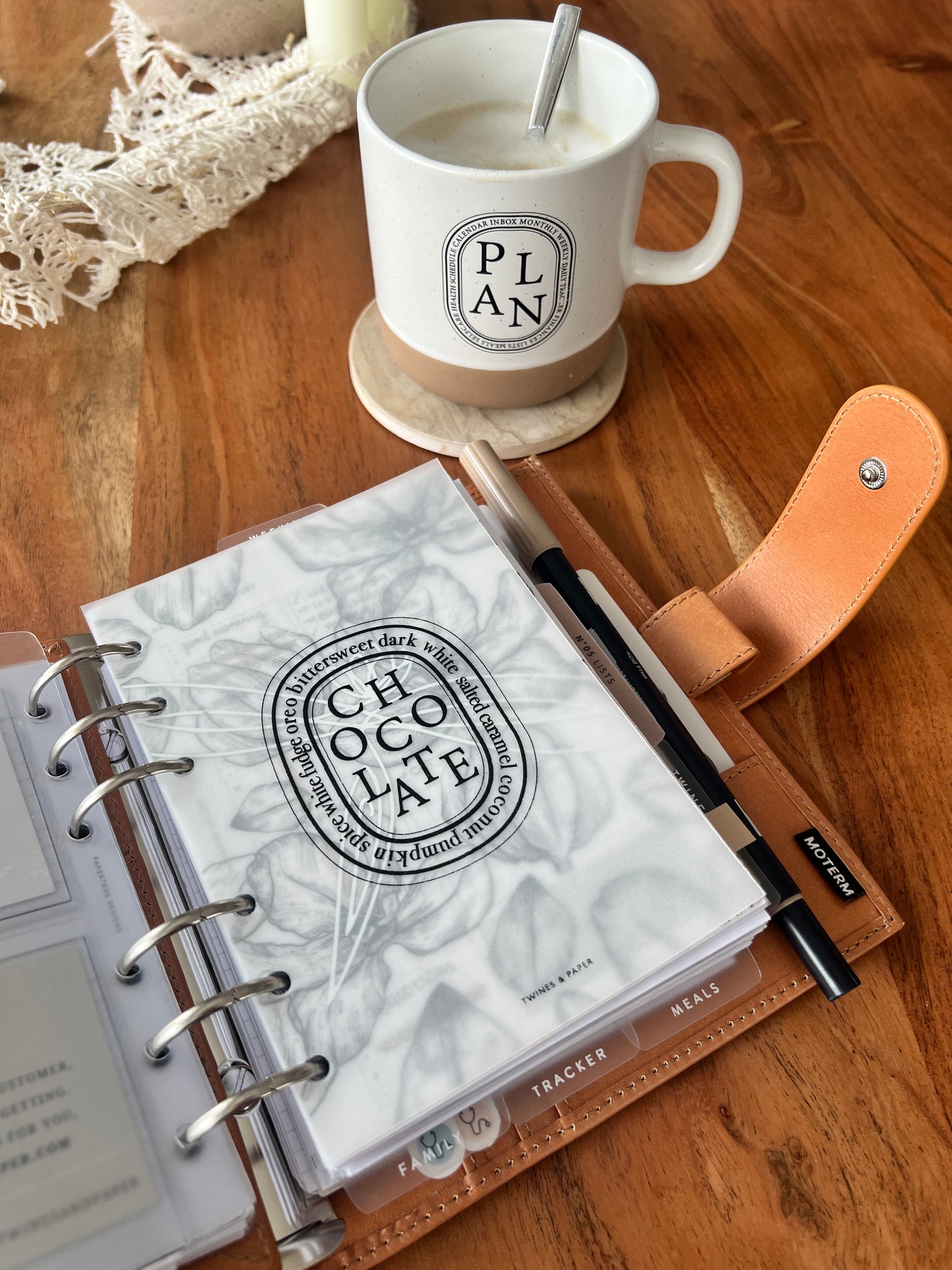 "CHOCOLATE" Diptyque Inspired Printable Planner Dashboard