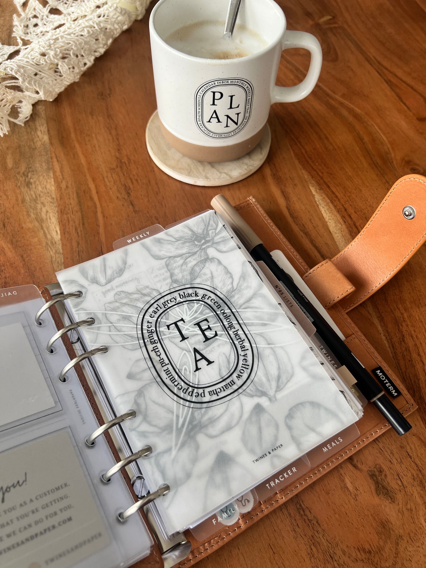 "TEA" Diptyque Inspired Printable Planner Dashboard