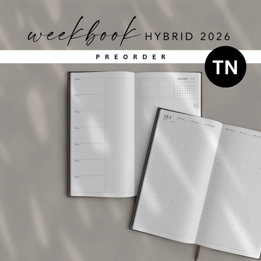 PREORDER • Weekbook Hybrid 2026 • Standard TN Size • Softcover Book Bound • Tomoe River Paper