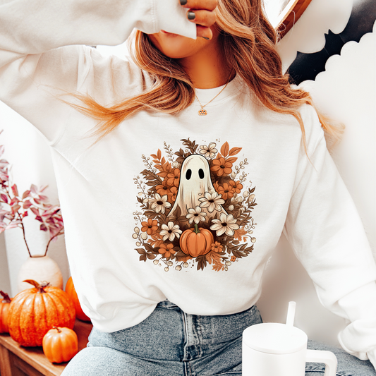 "Autumn Floral Ghost" Sweatshirt/Hoodie • Halloween/Fall