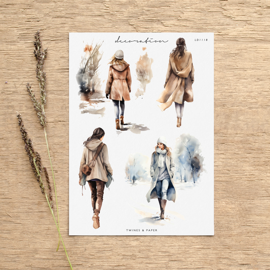 "Winter Girls" • Planner Decoration Stickers • Transparent Matte/White Matte