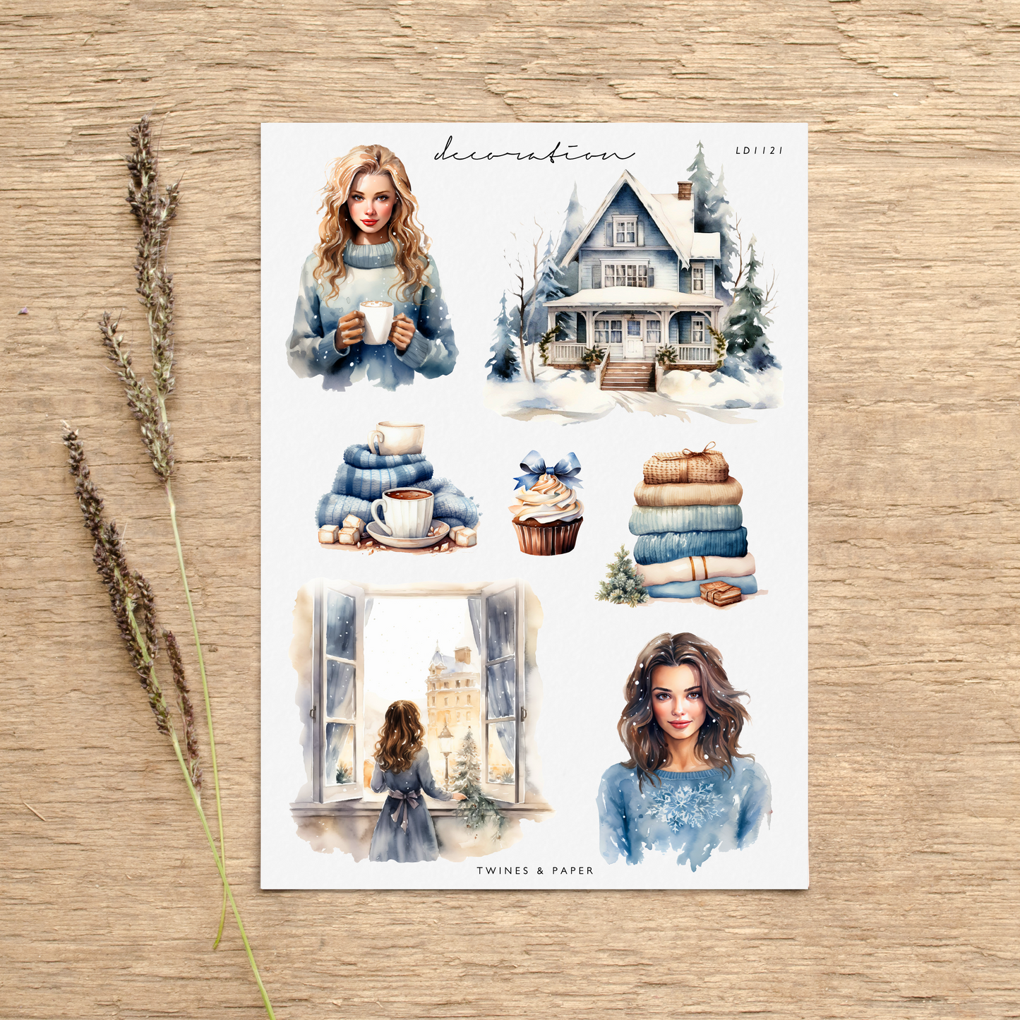"Winter Blues 1" • Planner Decoration Stickers • Transparent Matte/White Matte