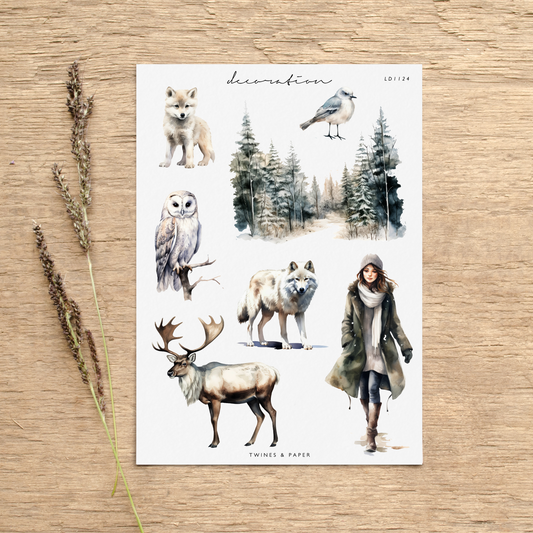 "Winter Forest" • Planner Decoration Stickers • Transparent Matte/White Matte