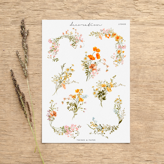 „Wildblumensträuße“ • Planer-Dekorationsaufkleber • Transparent Matt/Weiß Matt