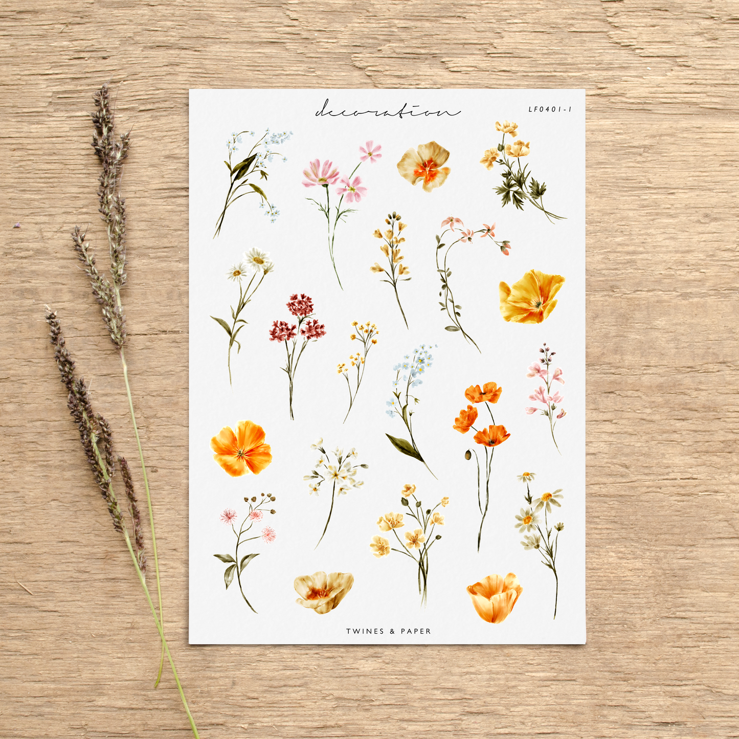 "Wildflowers Elements" • Planner Decoration Stickers • Transparent Matte/White Matte