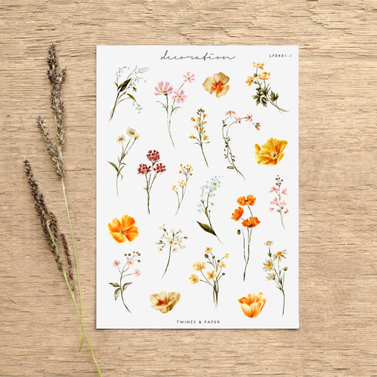 "Wildflowers Elements" • Planner Decoration Stickers • Transparent Matte/White Matte