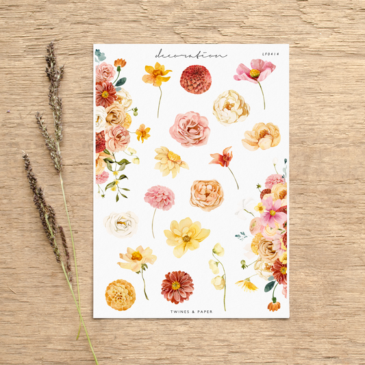 "Flower Bar Flowers & Borders" • Planner Decoration Stickers • Transparent Matte/White Matte
