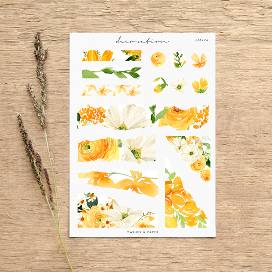 "Yellow Spring Torn Paper" • Planner Decoration Stickers • Transparent Matte/White Matte