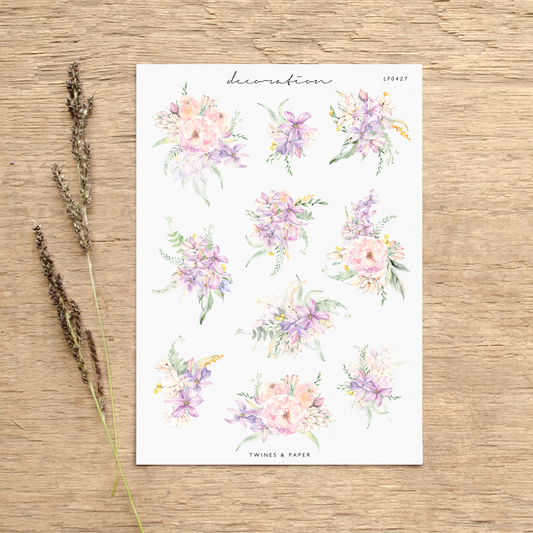 "Aura Bouquets" • Planner Decoration Stickers • Transparent Matte/White Matte