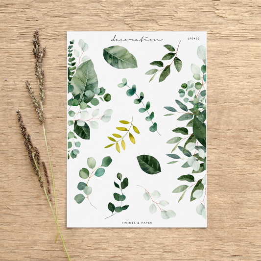 "Opulent Greenery Borders & Elements" • Planner Decoration Stickers • Transparent Matte/White Matte