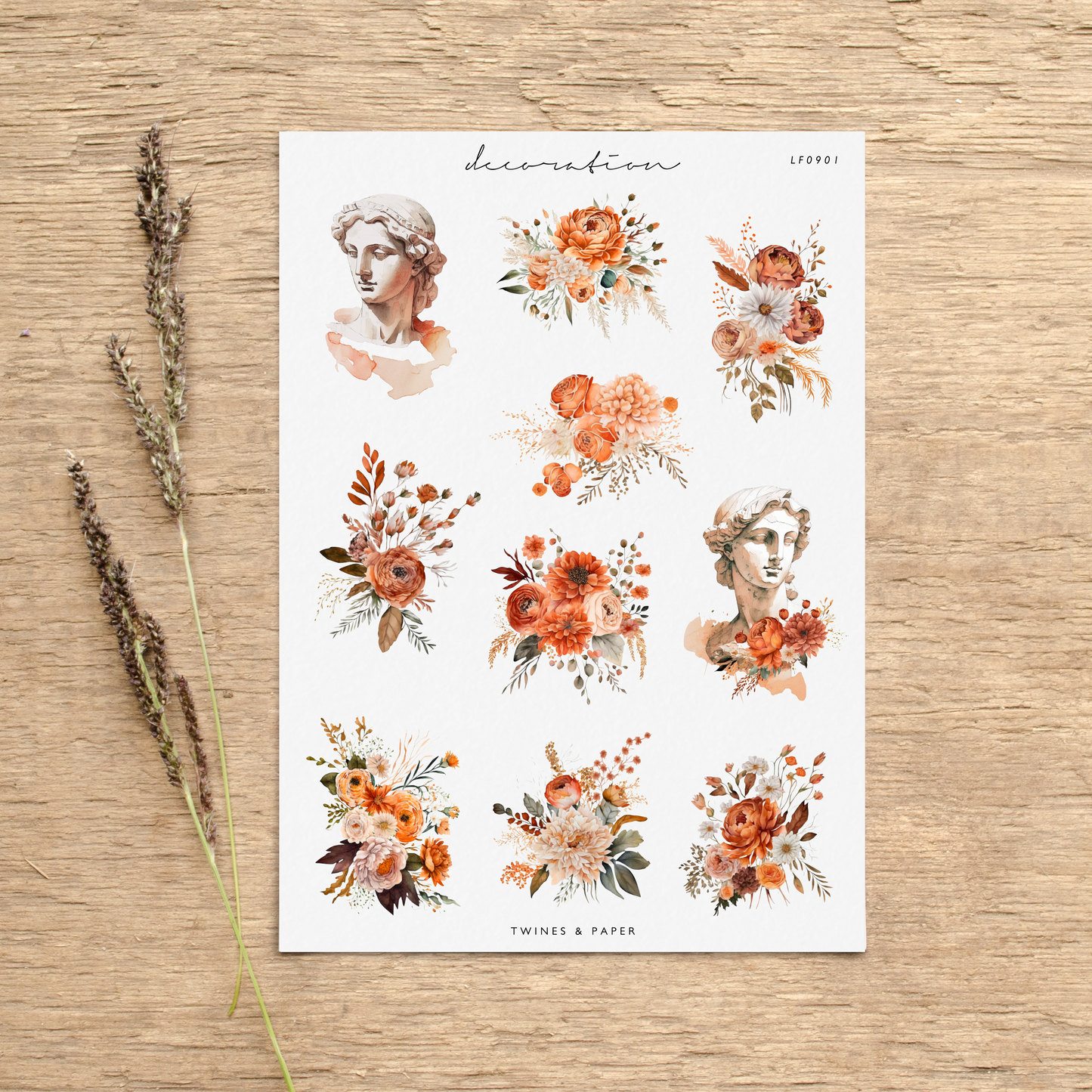 "Autumn Florals 1" • Planner Decoration Stickers • Transparent Matte/White Matte