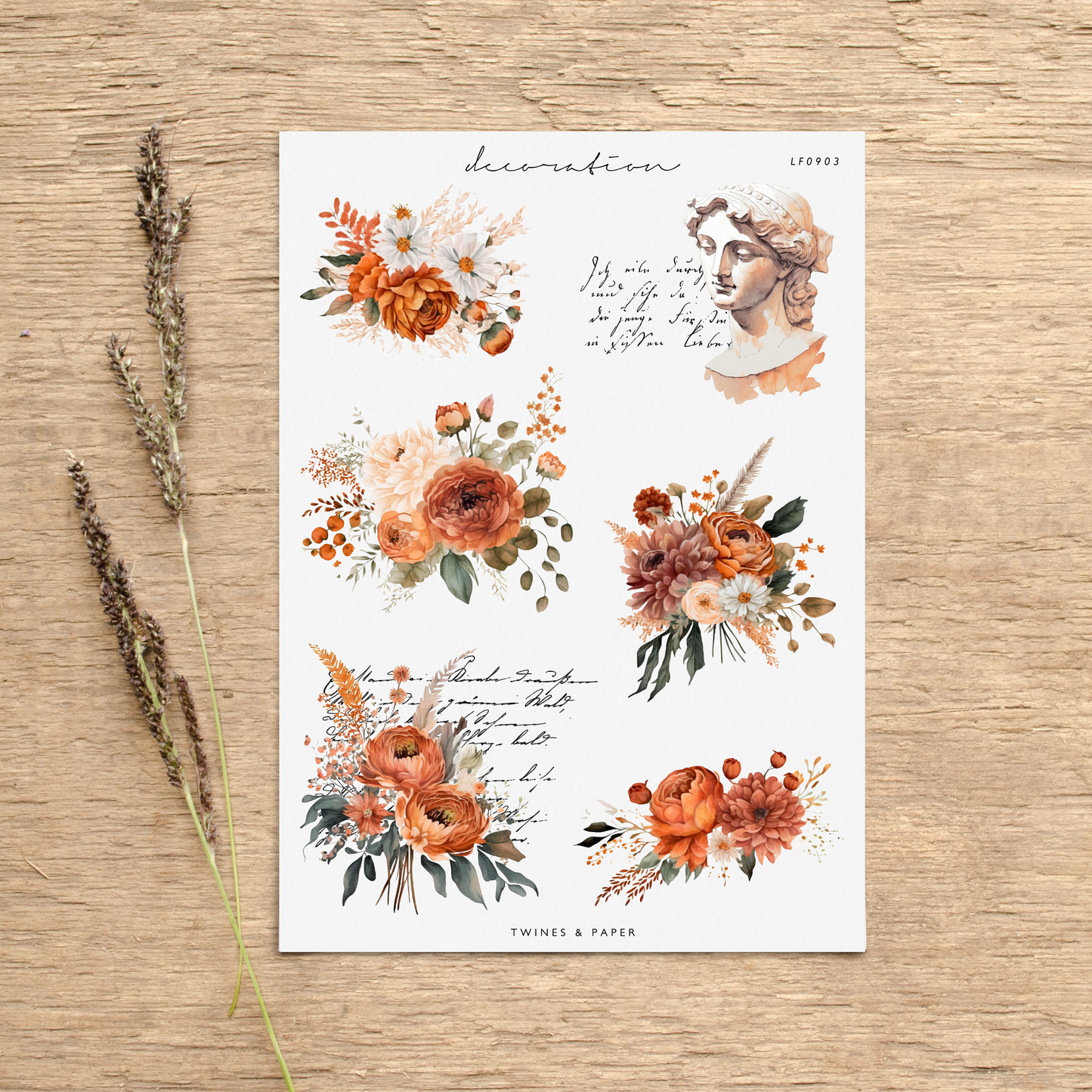 "Autumn Florals 3" • Planner Decoration Stickers • Transparent Matte/White Matte