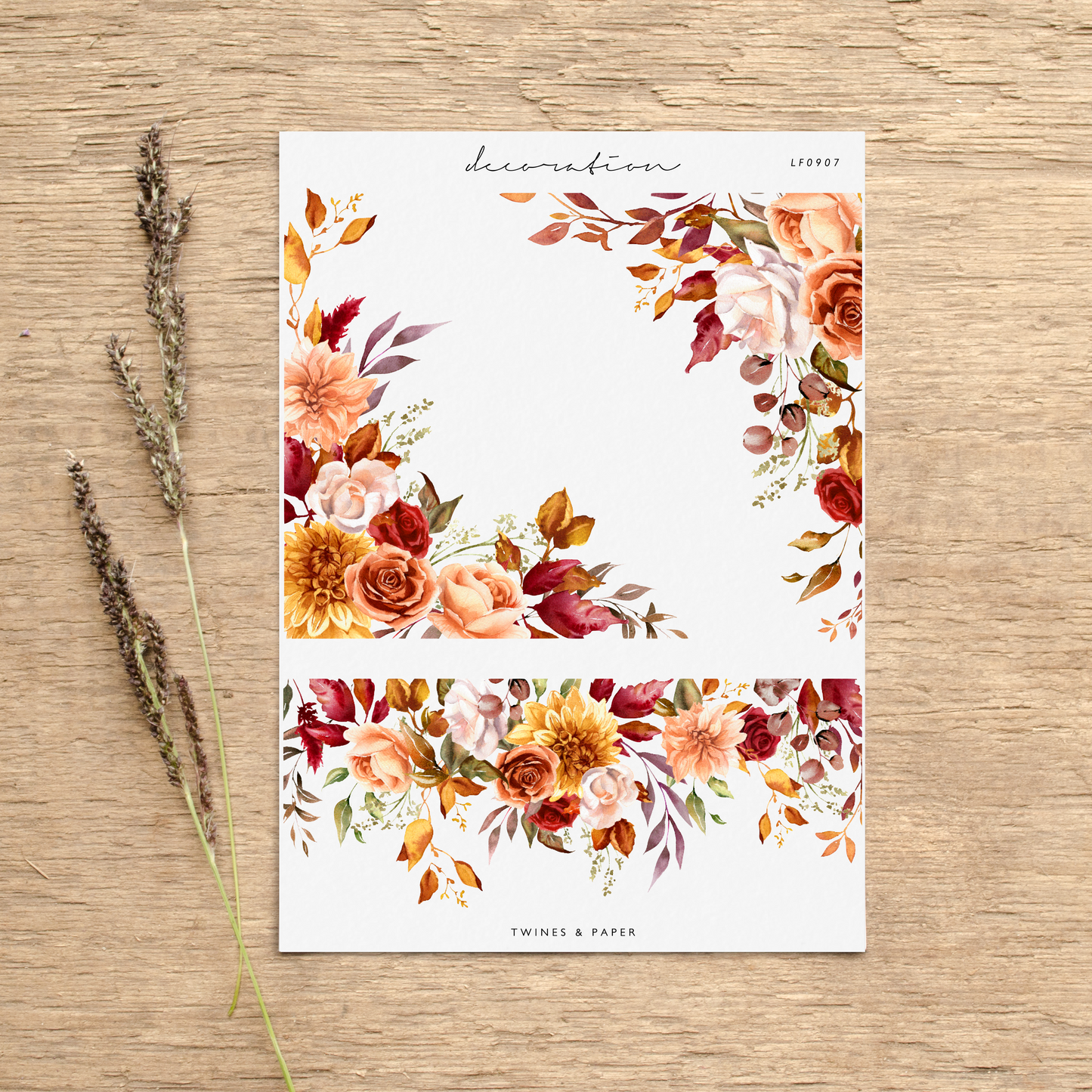 "Autumn Florals 7" • Planner Decoration Stickers • Transparent Matte/White Matte