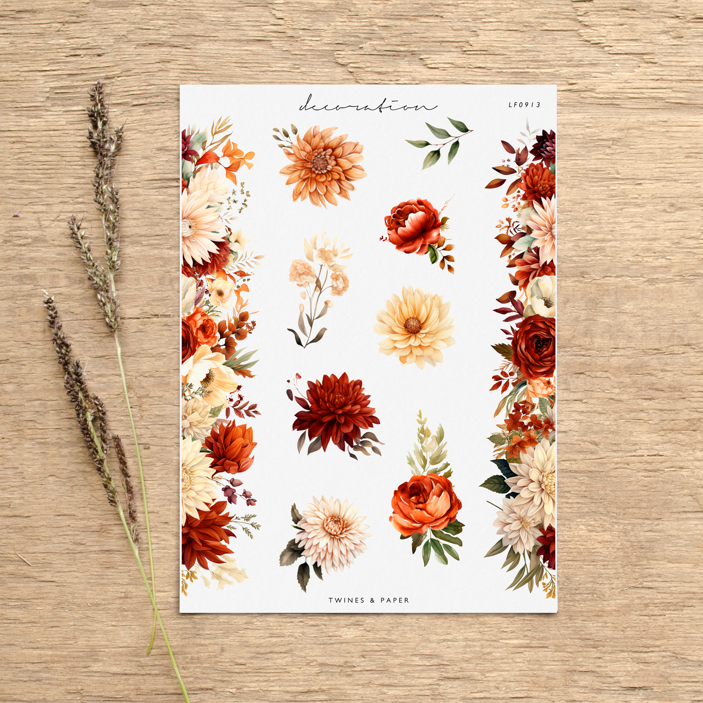 "Autumn Florals 13" • Planner Decoration Stickers • Transparent Matte/White Matte