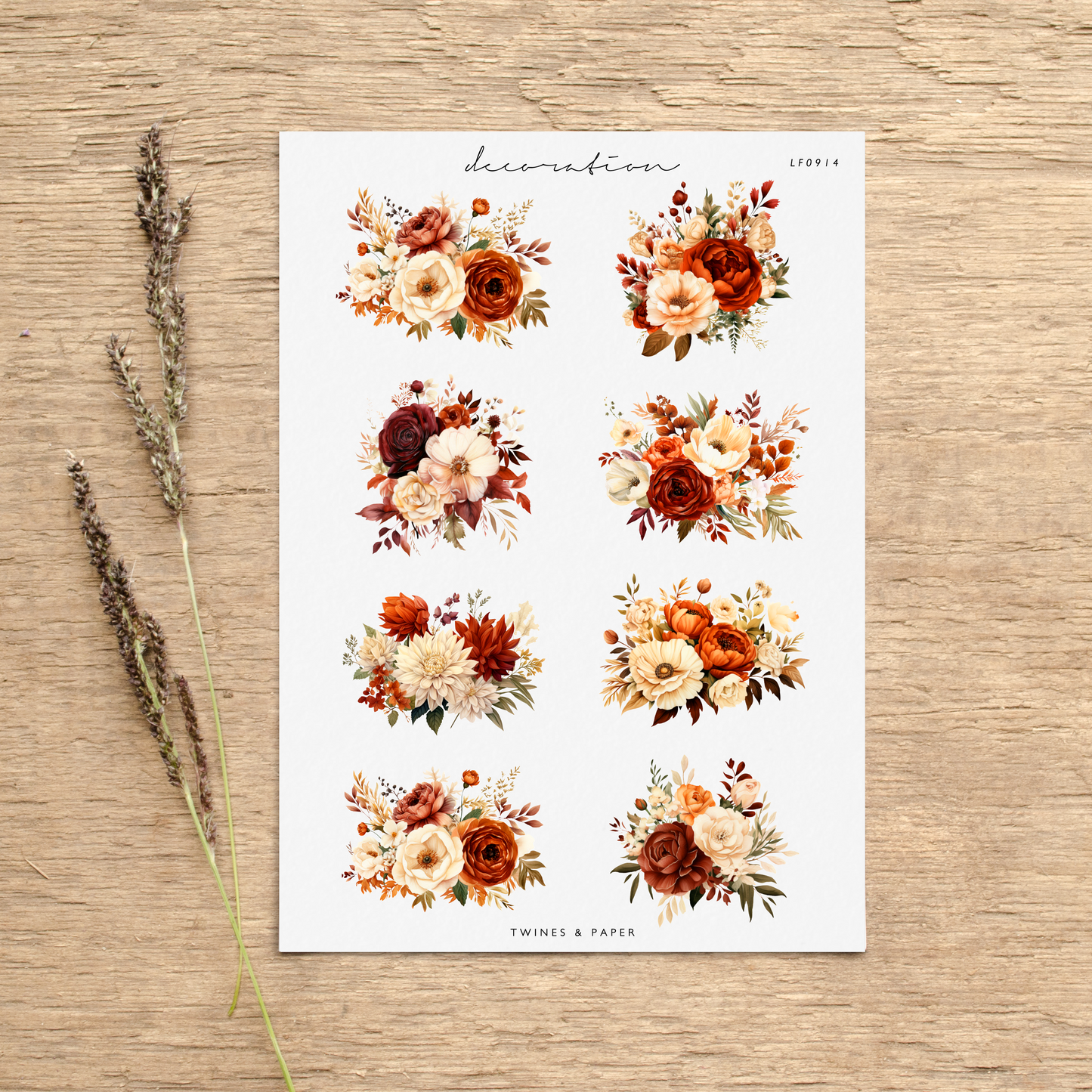 "Autumn Florals 14" • Planner Decoration Stickers • Transparent Matte/White Matte