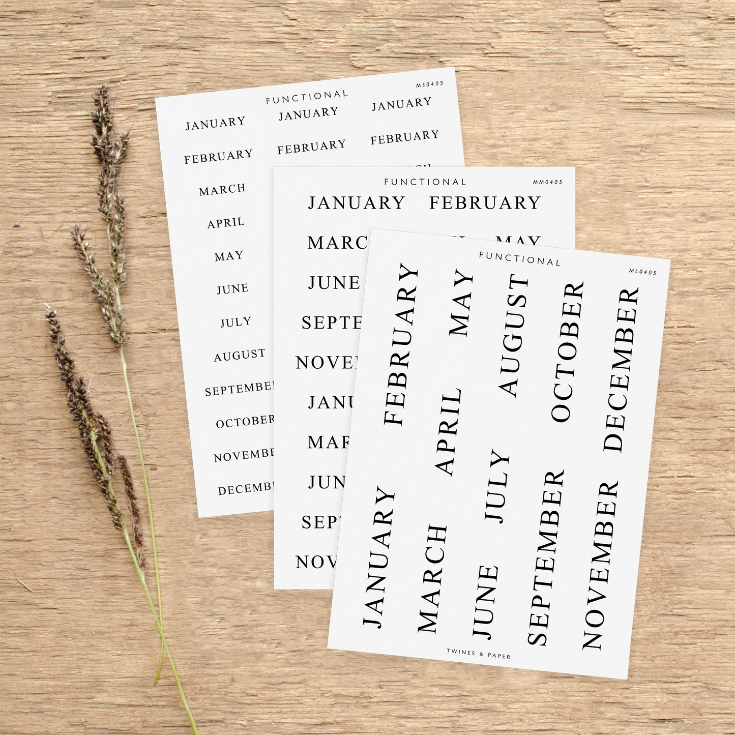 "Month Stickers Classic" • Planner Functional Stickers • Transparent Matte/White Matte