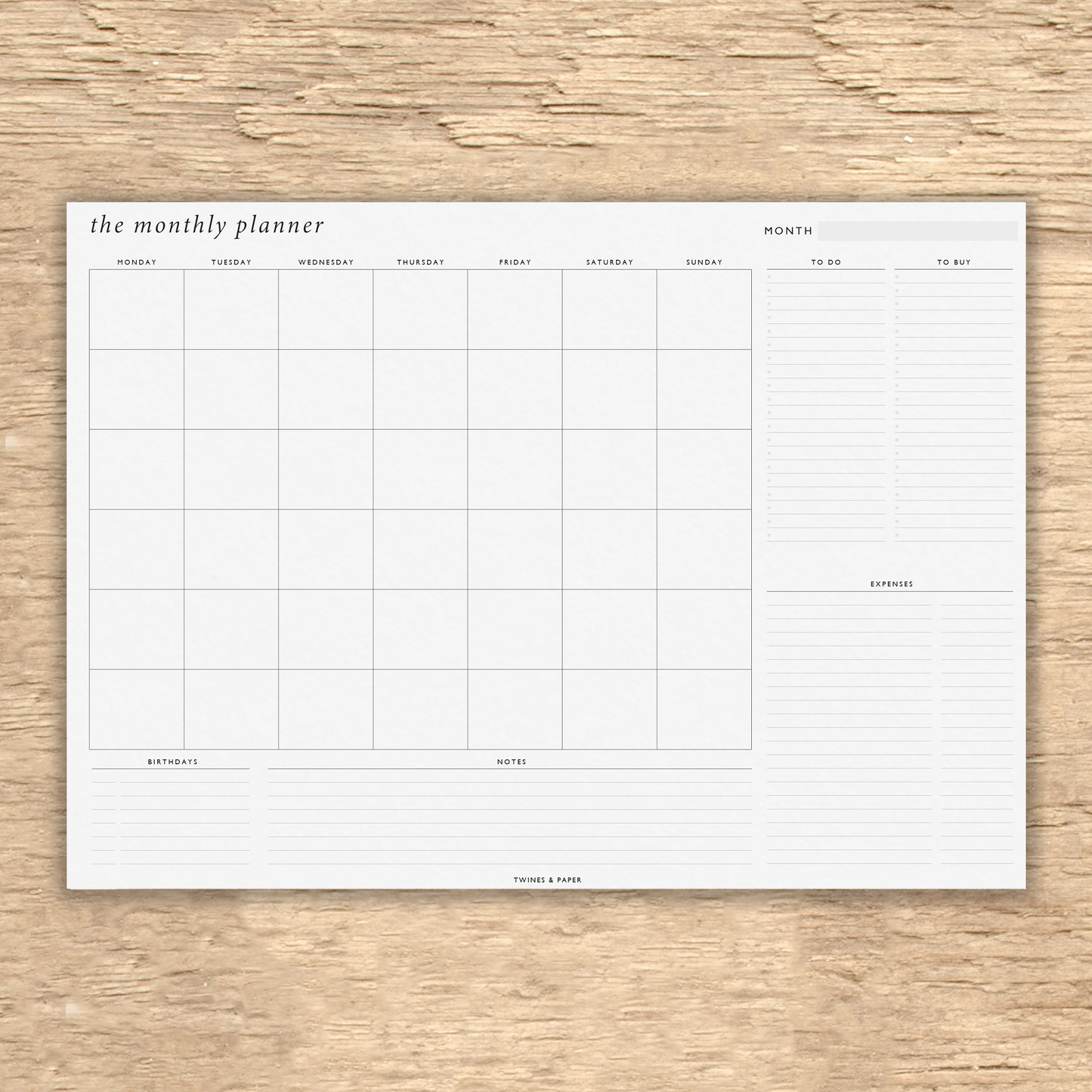 "the monthly plan" Undated Notepad • A4 size • 50 sheets
