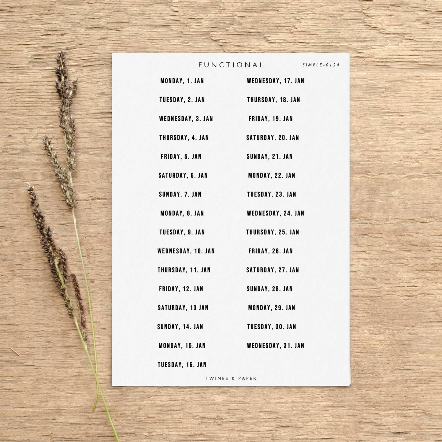 "Simple Dated Day Stickers 2024" • Planner Functional Stickers • Transparent Matte/White Matte