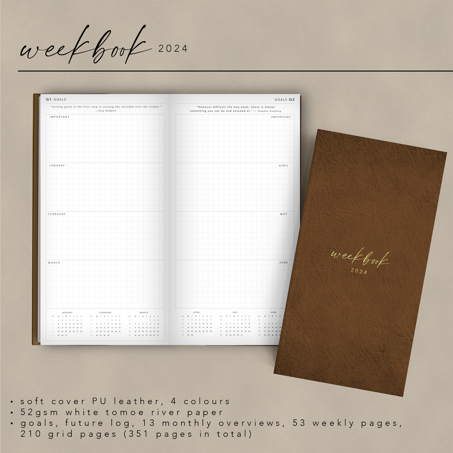PREORDER Weekbook 2025 • Softcover Book Bound • Tomoe River Paper