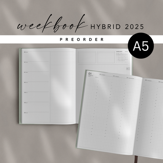 PREORDER • Weekbook Hybrid 2025 • A5 Size • Softcover Book Bound • Tomoe River Paper