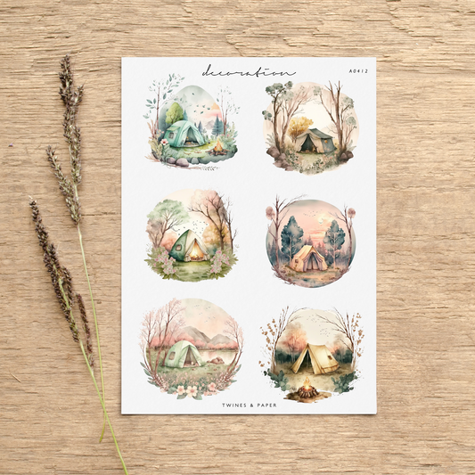 "Camping Scenery" • Planner Decoration Stickers • Transparent Matte/White Matte