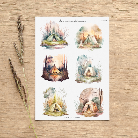 "Camping Scenery ll" • Planner Decoration Stickers • Transparent Matte/White Matte
