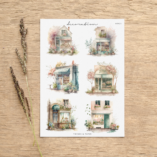 "Flower Shop Scenery" • Planner Decoration Stickers • Transparent Matte/White Matte