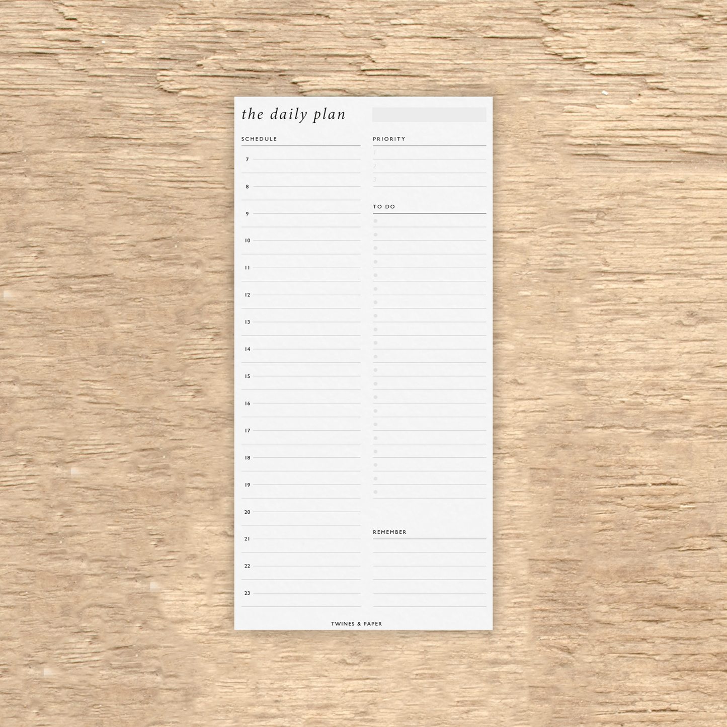 "the daily plan" Undated Notepad • DIN long size • 50 sheets