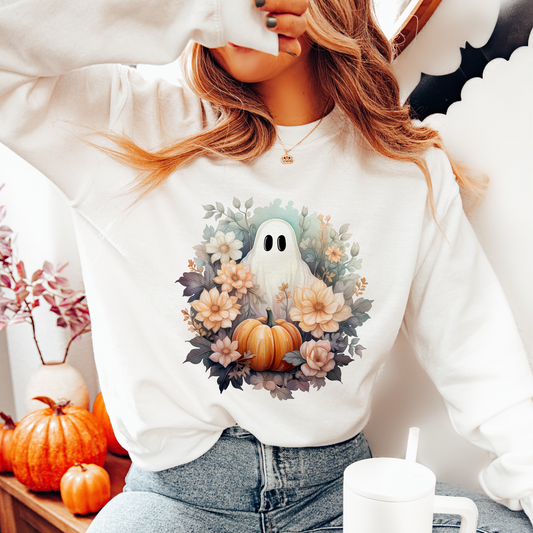 "Cute Floral Ghost" Sweatshirt/Hoodie • Halloween/Fall
