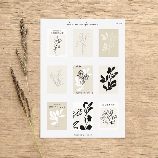 "Botanique Art Posters" • Planner Decoration Stickers • Transparent Matte/White Matte