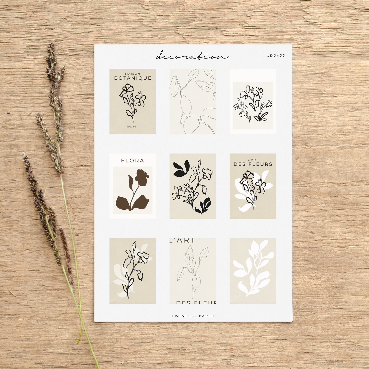 „Botanique Art Posters ll“ • Planer-Dekorationsaufkleber • Transparent matt/Weiß matt