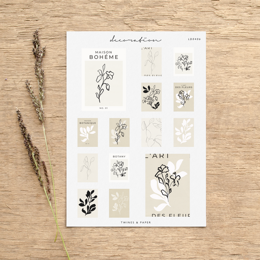 „Botanique Art Posters lll“ • Planer-Dekorationsaufkleber • Transparent matt/Weiß matt