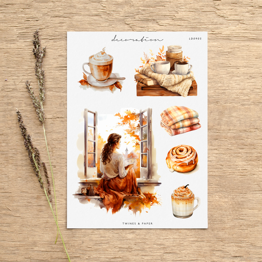 "Autumn Vibes 5 • Planner Decoration Stickers • Transparent Matte/White Matte
