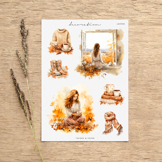 "Autumn Vibes 8 • Planner Decoration Stickers • Transparent Matte/White Matte