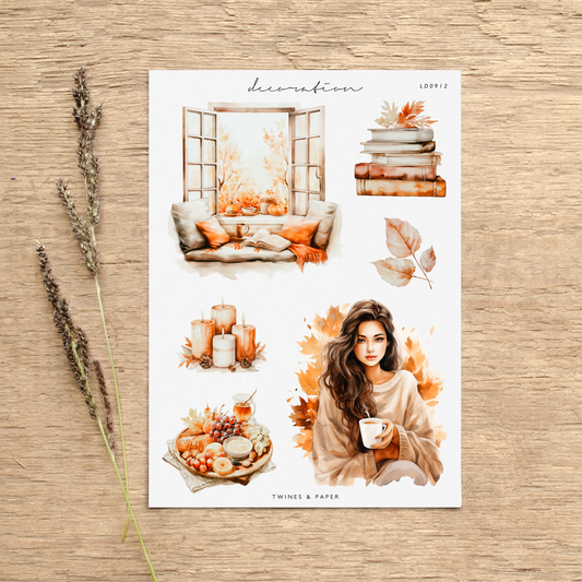 "Autumn Vibes 12 • Planner Decoration Stickers • Transparent Matte/White Matte