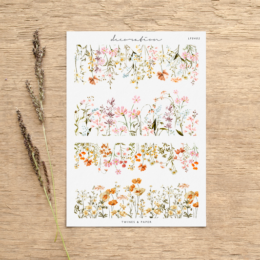 "Wildflower Borders" • Planner Decoration Stickers • Transparent Matte/White Matte