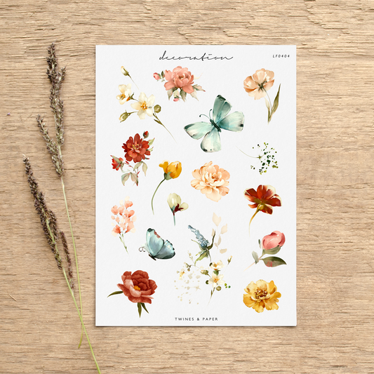 "Summer Garden Elements" • Planner Decoration Stickers • Transparent Matte/White Matte