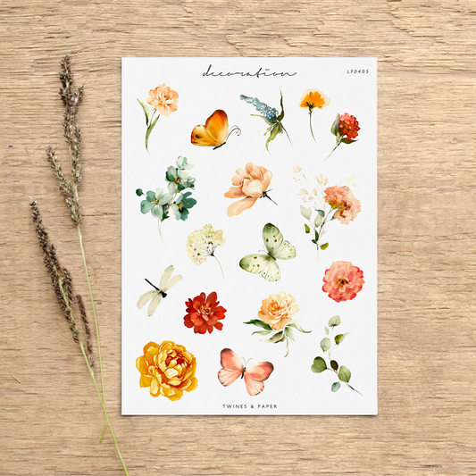"Summer Garden Elements ll" • Planner Decoration Stickers • Transparent Matte/White Matte