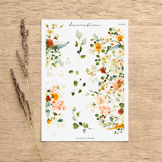 "Summer Garden Borders" • Planner Decoration Stickers • Transparent Matte/White Matte