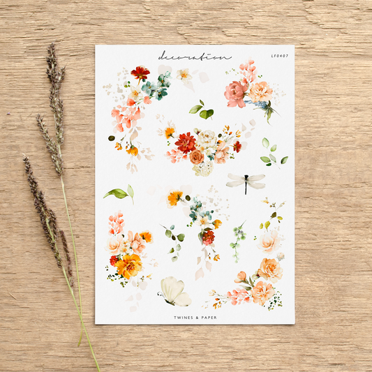 "Summer Garden Bouquets" • Planner Decoration Stickers • Transparent Matte/White Matte